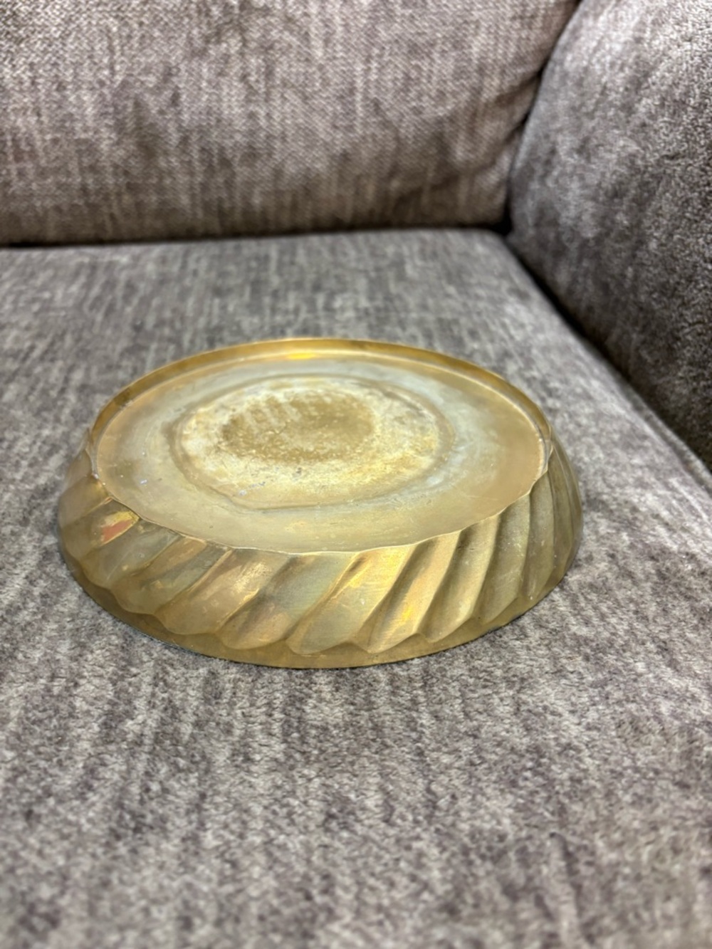 Vintage Large Round Brass Riser 23 in round by 1 1/2 in tall. 6 1/2 in across.